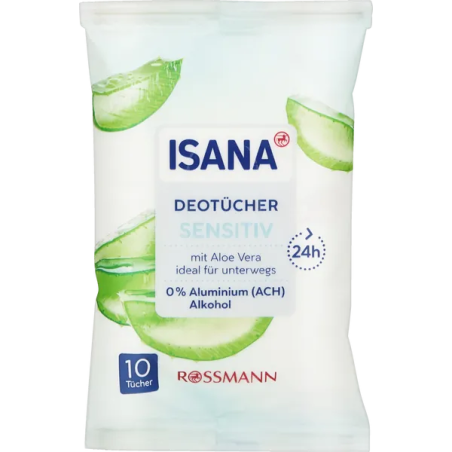 ISANA Sensitive Deodorant Wipes 10 Pack